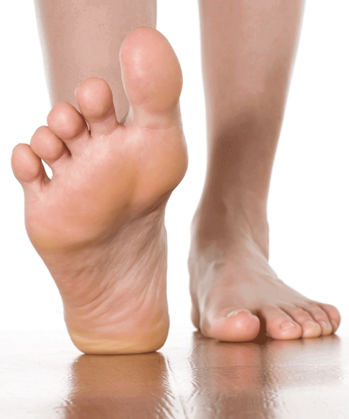 Image feet walking on wet floor